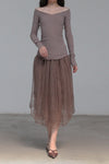 marc le bihan dead wood rose silk skirt 25930 6 layers of yarn
